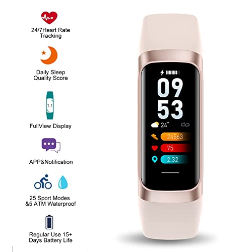 Excefore Fitness Tracker Activity Tracker with 1.1" AMOLED Color Display Smart Watch, 24/7Heart Rate Monitor, Indoor Outdoor Tracking, Sleep Monitor, 5 ATM Waterproof Step Counter Watch for Women Men