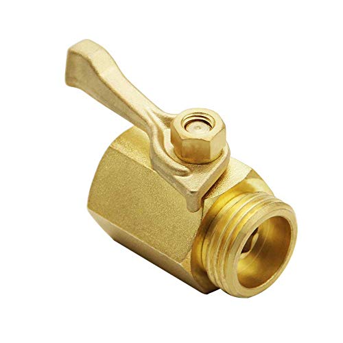 Gimiton Heavy Duty 3/4" Brass Shut Off Valve Garden Hose Connector, Water Shut-Off Ball Valve Standard 3/4'' Thread Connector Industrial, Garden Hose Connector