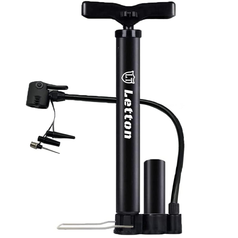 Letton Portable Bike Floor Pump with High Pressure for All Bikes,11 bar/160 PSI with Presta & Schrader Valves,Pressure Increase Mini Bike Air Pump with Multifunction Ball Needle