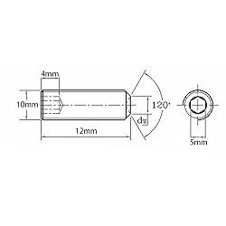 M10 x 12mm Flat Point Screws, Metric Grub