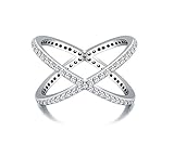 925 Sterling Silver Ring, Boruo Cubic Zirconia CZ Criss Cross 