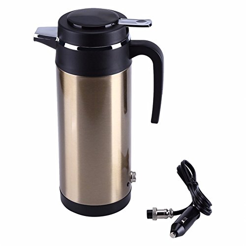 Click Here to See More Images QIN.J.FANG Stainless Steel Electric Kettle 800Ml 12V Auto Car Heating Cup In Car Charger Electric Heating Cup Boiling Water Heater Kettle,24V