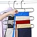HuaQi S Shape Clothes Trousers Hangers Non Slip Closet Storage Organizer Multi Space Saving Hanger for Pants Jeans Belt Tie Scarf Legging (3-Pieces)