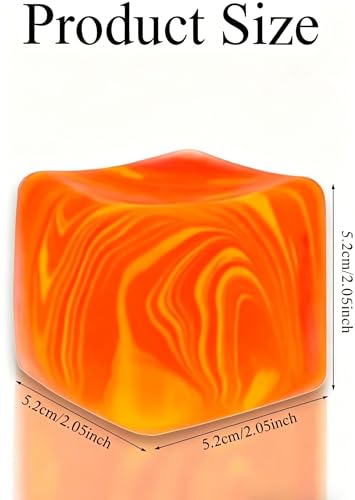 SLEEPHEAD®Squishies Stress Cube,Fidget Toys Squeeze Stress Cube for Adults,Ice Squish Cube Sugar Balls,Sensory Ice Square Shape Squishies Cube Sugar Balls for Stress Relief (Orange)