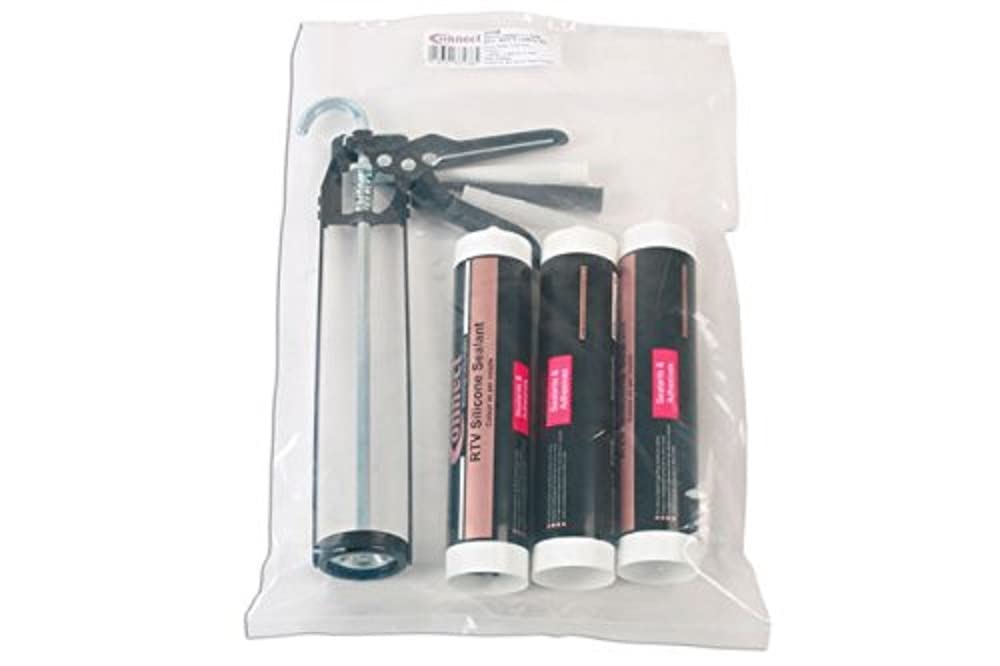 Connect 37238 Silicone Sealant 1 x Clear, Black, White & Caulking Gun