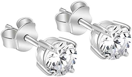 Chic Joias Women Men 925 Sterling Silver CZ Stud Earrings Cubic Zirconia Fashion 18K White Gold Plated Studs for Girls Boys Christmas gift