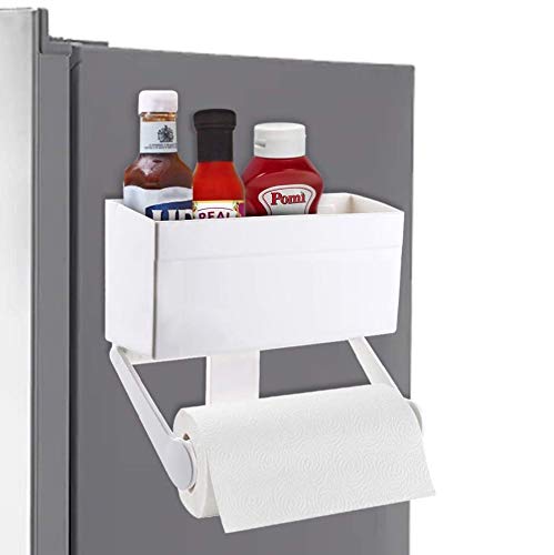 Magnetic Paper Towel Holder For Refrigerator With Storage Shelf Kitchen Organizer Rack Fit Regular To Huge Paper Towel Roll With 4 4 Lbs Capacity Mounts Securely On Fridge And Metal Surfaces Buy Online