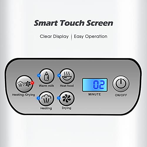 Baby Bottle Warmer and Dryer 550W, Baby Milk Warmer, Electric Bottle Steamer with LCD Display, Auto Power-Off, 5-in-1 Multifunctional for Steaming, Drying, Warming Milk, Heating