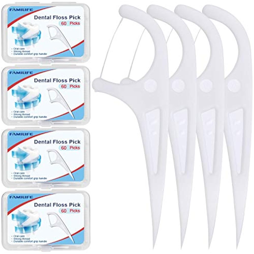 Dental Floss Picks 240 Threader Flosser With Travel Cases, Flossing
