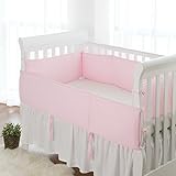 TillYou Baby Crib Bumper -Premium Woven Cotton, Padded Breathable Fill-in(Microfiber)----Pink