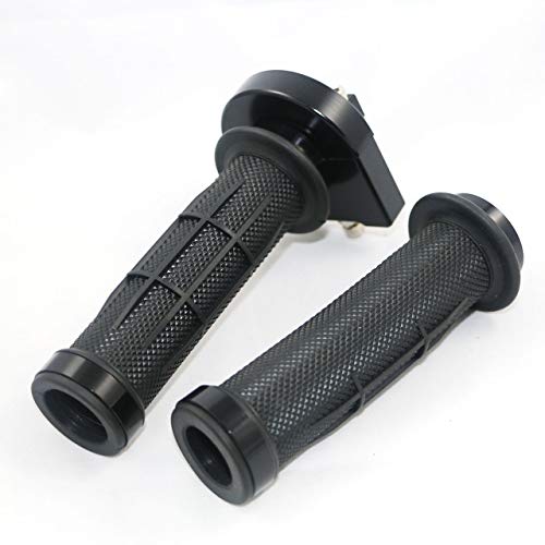 Yibid Motorcycle 7/8" Handlebar Rubber Gel Hand Grips and Throttle Gas Tube CNC Aluminum for 22MM Standard Bar Honda Yamaha Suzuki Kawasaki Ducati Sport Custom Street Dirt Bikes (Black)