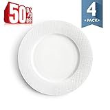 Porcelain Dinner Plates - Set of 4 - 10 inches, White - by Sweese