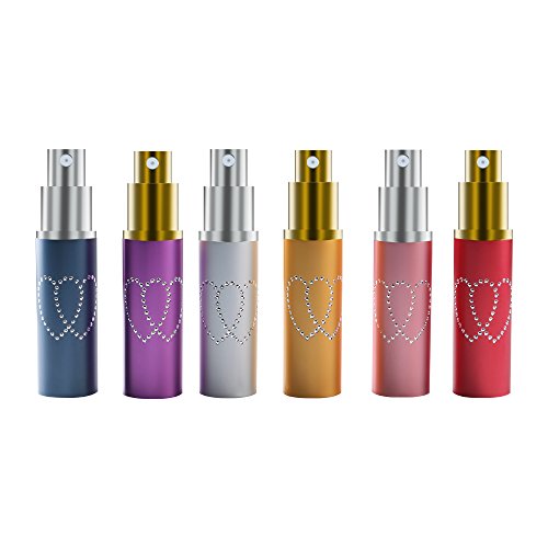 Enjoydeal 6pcs 10ml Lovely Heart Pattern Protable Perfume Atomizer Refillable Spray Bottle for Travel