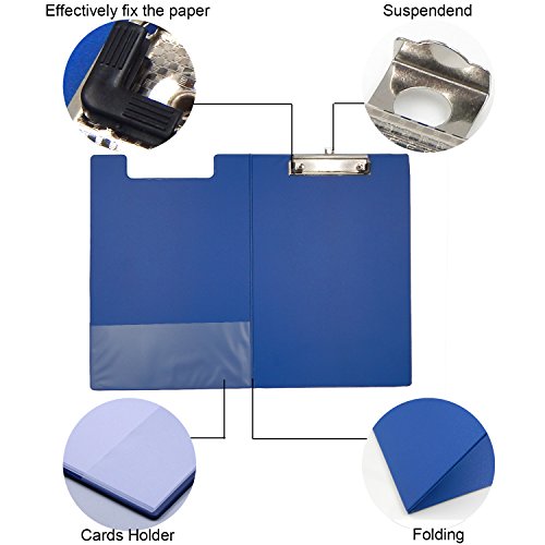 OFFIDIX PU Leather Paper Clipboard, A4 Document Holder for Writing Drawing Board Leather Clip Organizer Black Color Paper Clipboard for Field Staffs Fathers' DayGift (Blue)