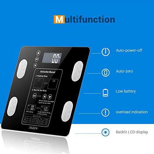 DLMZY Digital Body Weight Bathroom Scale Digital Bathroom Scale Digital Body Fat Scale Health Analyser Fat Muscle BMI Black ï¼ˆShips from US Warehouseï¼‰