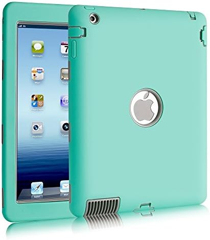 iPad 2/3/4 Case, SURBUID with Cell Phone Stand Heavy Duty Protection Shock Absorbing High Impact Silicone Rubber Bumper+Hard Plastic Shell Hybrid Dual Layer Armor Protective Case (Mint)