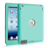 iPad 2 Case,iPad 3 Case,iPad 4 Case,BENTOBEN Heavy Duty Rugged Shock-Absorption/High Impact Resistant Hybrid Three Layer Armor Full Body Protective Case Cover for iPad 2/3/4 Retina (Cyan&Grey)