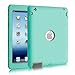 BENTOBEN Compatible with iPad 2 Case,iPad 3 Case,iPad 4 Case, Heavy Duty Shock-Absorption/High Impact Resistant Hybrid Three Layer Armor Full Body Protective Cover for iPad 2/3/4 Retina (Cyan&Grey)