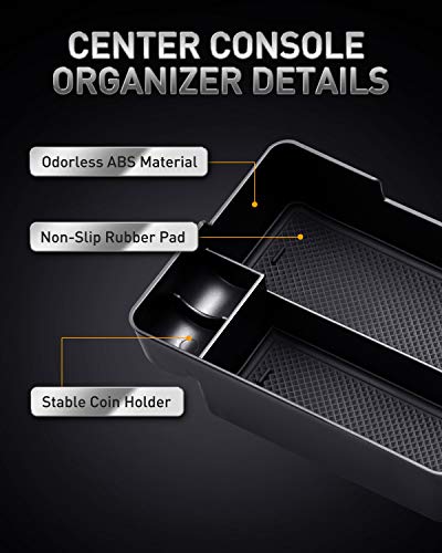 LESAUCE Center Console Organizer Tray for 2017 2018 2019 Tesla Model 3 Accessories with Coin and Sunglass Holder Armrest Storage Box