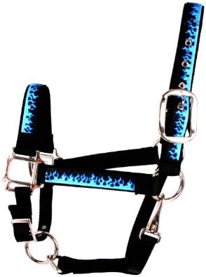 Red Haute Horse BF1402 S Equine Elite Horse Halter, Blue Flames