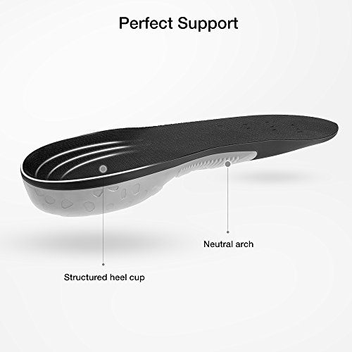 Plemo Athletic Shoe Insoles Cuttable, Arch SUPPORTS Orthotics Shoe Inserts For Plantar Fasciitis and Flat Feet For Pain Relief, Full Length (Size 8-12 Black)