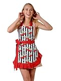 Flirty Cooking Apron for Women with Stylish Sexy and Vintage Look. Great for Gift (Red Trim)