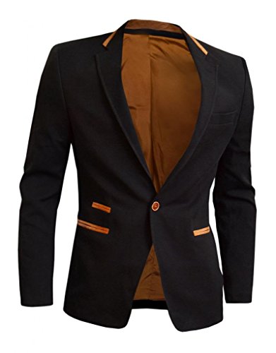 para hombre Moda Casual chaqueta Blazer Negro Slim Fit