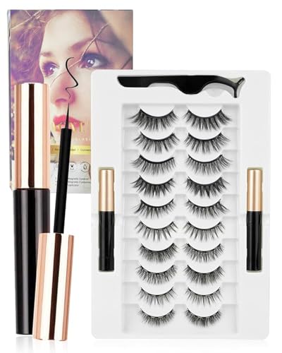 Magnetic Eyelash Kit 10 Pairs with Eyeliner – Reusable, Natural Style, Glue-Free, Quick & Easy to Wear for Daily Life, Special Events, and Celebrations