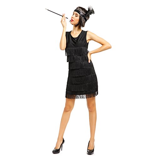 1920s 1930s Ladies Fringed Flapper Costume Flapper Dress + Headpiece