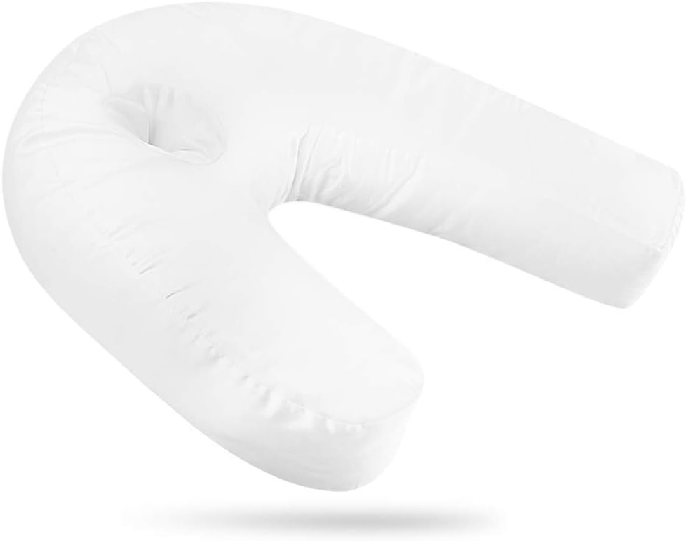 Side Sleeper Pillow Seen On TV, U-Shape Contour Pillows for Sleeping With Ear Pocket Relieve Neck Shoulder Back Pain, Cool Silk Pillowcase and Firm Silk Floss Inner Bed Pillow for Bed and Household