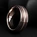 TUSEN JEWELRY Mens Wedding Band 8mm Espresso Brown Brushed Thin Rose Gold Groove Step Edge Tungsten Ring
