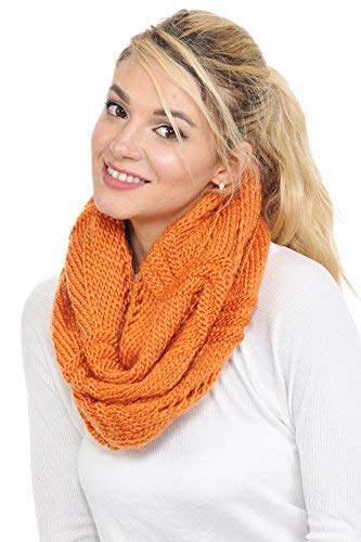 Basico Women Winter Infinity Scarf Warm Knitted Circle Loop Various Colors (Wave 1pk- Rust) Basico Women Winter Infinity Scarf Warm Knitted Circle Loop Various Colors (Wave 1pk- Rust)