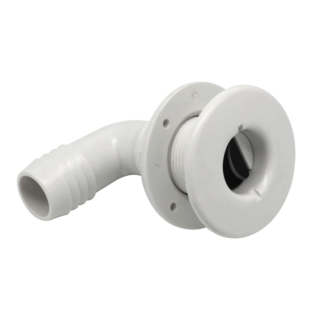 Photo 1 of 1 1/8 Inch Thru Hull Scupper Flapper Valve Fittings, 90 Degree Elbow Angled White Finish