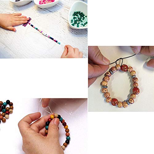 Afantti 0.8mm Elastic Bracelet String Stretchy Bead Cord Crystal Thread for Bracelet Necklace Jewelry Making | Clear White & Brown | 100m / 328ft per Roll