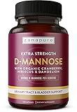 D-Mannose Capsules with 800MG D-Mannose Powder Per SVG | Organic Cranberry & Hibiscus, Fast Effective Relief for UTIs, Urinary Tract Cleanse & Bladder Health Support, Ultimate Cleanse, 60 Vegan Svgs