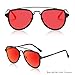 SOJOS Fashion Aviator Unisex Sunglasses Flat Mirrored Lens Double Bridge SJ1051 with Matte Black Frame/Red Mirrored Lens