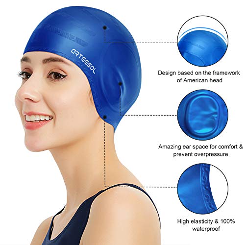image for arteesol Swimming Cap, Silicone Swim Cap for Women Men, Durable Non-Sl