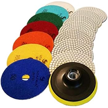 Diamond Polishing Pads 4 inch Wet/Dry 8 Piece Set Granite Stone Concrete Marble
