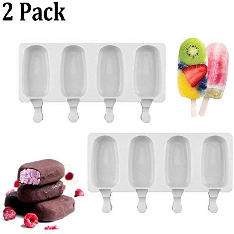 2 PCS Silicone Ice Cream Molds Popsicle Makers DIY Mini Ice Cream Bar Mold Set Ice Cube Tray Ice Pop Molds