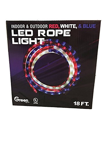 Green LongLife 18-Feet Red, White, and Blue Decorative Extendable LED Rope Light RV July 4th Memorial Day Patriotic Lights (2)