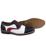 Ferro Aldo MFA-19355 Black Red White Mens Perforated Lace Up Dress Classic Oxford Shoes