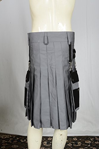 5 Scottish+Black+Gray+Utility+Kilt