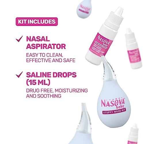 Nasova Baby Stuffy Nose Kit, w/Nasal Aspirator & Saline Drops Nasal