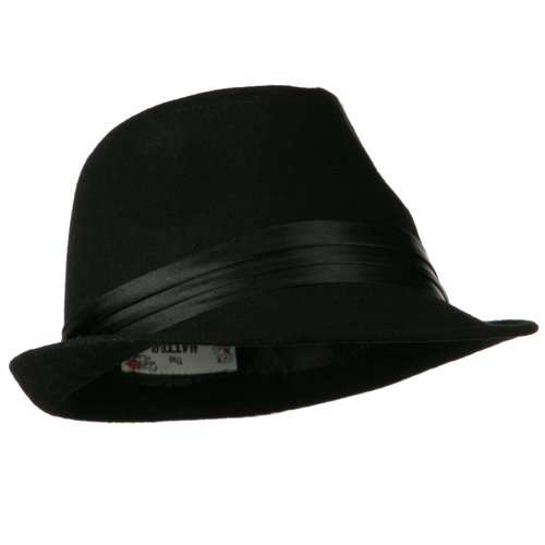 Fedora with Pleated Satin Band - Black OSFM