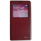 Galaxy Note 4 Case,Window View With Invisible Magnetic Closure Flip Leather Cover Folio Case Stand Card Holder Slot for Samsung Galaxy Note 4 (Plum)