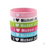 GoodBZ 6pcs I Love Michael Jackson Silicone Wristbands Bracelets,1D Wristbands