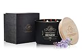 Aubert & Amandine RENEW Aromatherapy Lilac Scented Soy Candle w 3 Wick Stress Relief Candles Velas Aromaticas
