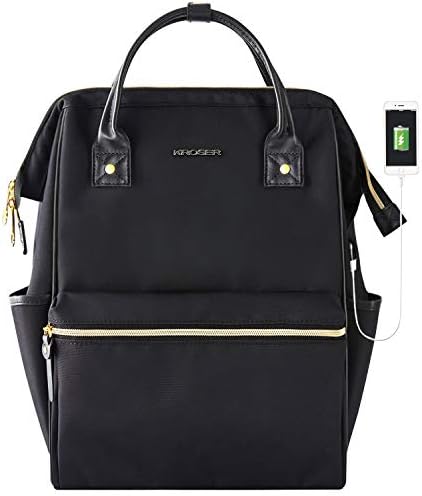 KROSER Laptop Backpack 15.6 Inch Stylish School Computer Backpack Doctor Bag Water Repellent College Casual Daypack with USB Port Travel Business Work Bag for Men/Women-Black 1 KROSER Laptop Backpack 15.6 Inch Stylish School Computer Backpack Doctor Bag Water Repellent College Casual Daypack with USB Port Travel Business Work Bag for Men/Women-Black
