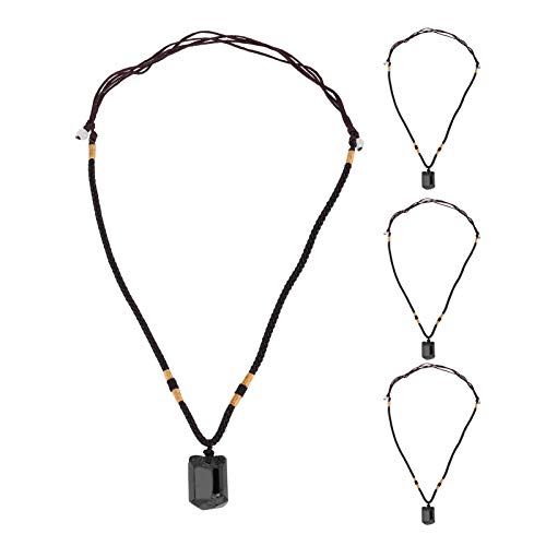 Fdit 4Pcs Tourmaline Pendants, 25-32cm Retractable Necklace Cord Reduce Radiation Effects Easy to Care Crystal Healing Pendant Necklace