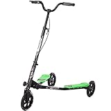 Merax 3 Wheels Foldable Swing Dragon Fitness Scooter with Height Adjustable Handlebar (Black and Green)